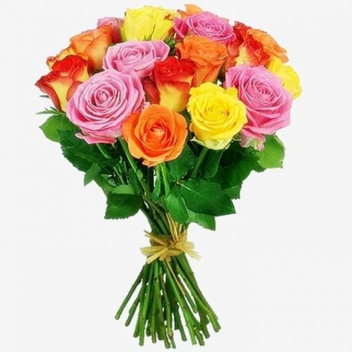 Купить 15 разноцветных роз с доставкой по Хору